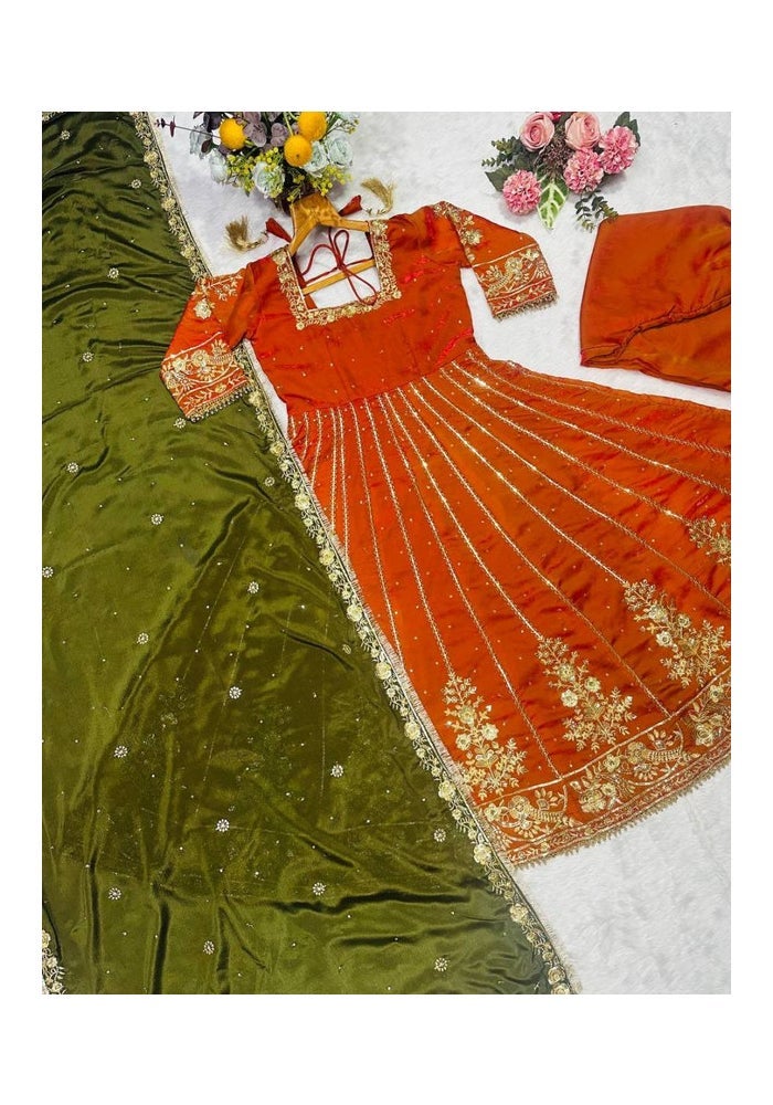 Malishka Export Embroidered Anarkali Gown With Dupatta for Women - Image 4